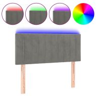 LED горна табла за легло, светлосива, 90x5x78/88 см кадифе