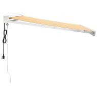 Прибираща се тента жълто и бяло 3,5x2,5 м плат и алуминий