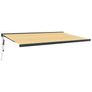 Прибираща се тента жълто и бяло 5x3 м плат и алуминий