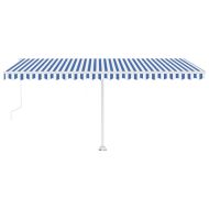 Автоматичен сенник LED сензор за вятър 500x350 см синьо и бяло