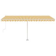 Автоматичен сенник LED и сензор за вятър 500x350 см жълто/бяло