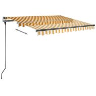 Ръчно прибиращ се сенник с LED, 300x250 см, жълто и бяло