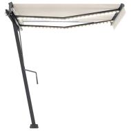 Ръчно прибиращ се сенник с LED, 350x250 см, кремав