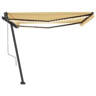 Автоматичен сенник LED и сензор за вятър 450x350 см жълто/бяло