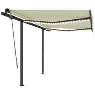 Ръчно прибиращ се сенник с LED, 3,5x2,5 см, кремав