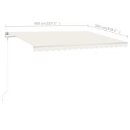 Ръчно прибиращ се сенник с прътове, 4x3 м, кремав