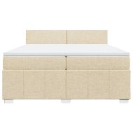 Боксспринг легло с матрак, кремаво, 200x200 см, плат