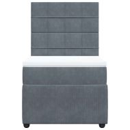 Боксспринг легло с матрак, тъмносиво, 90x200 см, кадифе