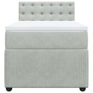 Боксспринг легло с матрак, светлосиво, 100x200 см, кадифе