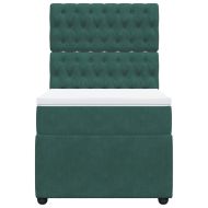 Боксспринг легло с матрак, тъмнозелено, 90x200 см, кадифе
