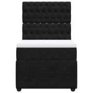 Боксспринг легло с матрак, черно, 100x200 см, кадифе