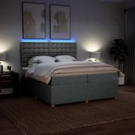 Боксспринг легло с матрак, светлосиво, 200x200 см, плат