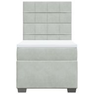 Боксспринг легло с матрак, светлосива, 90x190 см, кадифе