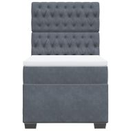 Боксспринг легло с матрак, тъмносиво, 90x200 см, кадифе