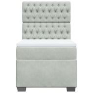 Боксспринг легло с матрак, светлосива, 90x190 см, кадифе