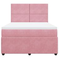 Боксспринг легло с матрак, розово, 160x200 см, кадифе