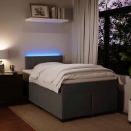 Боксспринг легло с матрак, тъмносив, 120x190 см, кадифе