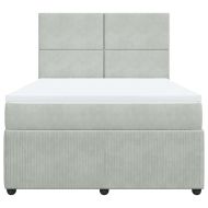 Боксспринг легло с матрак, светлосиво, 160x200 см, кадифе