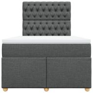 Боксспринг легло с матрак, тъмносиво, 120x200 см, плат