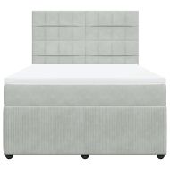 Боксспринг легло с матрак, светлосива, 140x190 см, кадифе