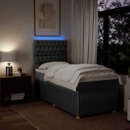 Боксспринг легло с матрак, тъмносив, 80x200 см, плат