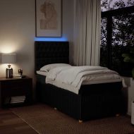 Боксспринг легло с матрак, черно, 90x200 см, плат