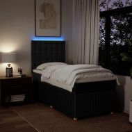 Боксспринг легло с матрак, черно, 90x200 см, плат