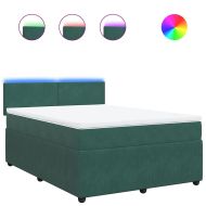 Боксспринг легло с матрак, тъмнозелено, 160x200 см, кадифе