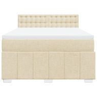 Боксспринг легло с матрак, кремава, 160x200 см, плат