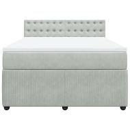 Боксспринг легло с матрак, светлосиво, 140x200 см, кадифе