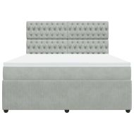 Боксспринг легло с матрак, светлосиво, 180x200 см, кадифе