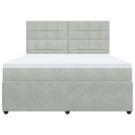 Боксспринг легло с матрак, светлосиво, 180x200 см, кадифе