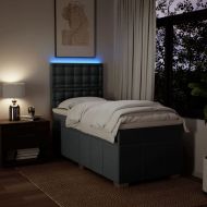 Боксспринг легло с матрак, тъмносив, 90x190 см, плат