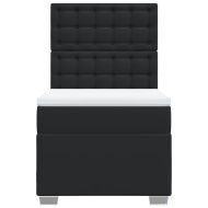 Боксспринг легло с матрак, черен, единично, изкуствена кожа