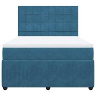 Боксспринг легло с матрак, синьо, 140x200 см, кадифе