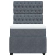 Боксспринг легло с матрак, тъмносиво, 90x200 см, кадифе