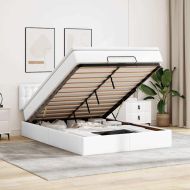 Османска легло с матраци&LED, бяло, 140x200 см, изкуствена кожа