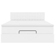 Османска легло с матраци&LED, бяло, 140x200 см, изкуствена кожа