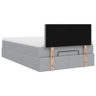 Османска легло с матрак и LED, светлосиво, 120x200 см, плат