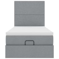 Османска легло с матрак и LED, светлосиво, 100x200 см, плат