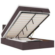 Османска легло с матрак и LED, тъмнокафяво, 120x200 см, плат