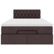 Османска легло с матрак и LED, тъмнокафяво, 120x200 см, плат