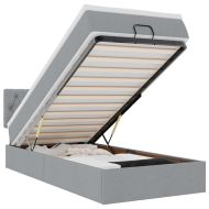 Османска легло с матрак и LED, светлосиво, 100x200 см, плат