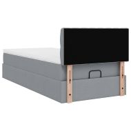 Османска легло с матрак и LED, светлосиво, 100x200 см, плат