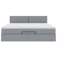 Османска легло с матрак и LED, светлосиво, 160x200 см, плат