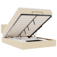 Османска легло с матрак и LED, кремаво, 140x200 см, плат