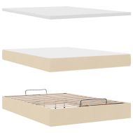 Османска легло с матрак и LED, кремаво, 140x200 см, плат