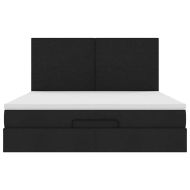 Османска легло с матрак и LED, черно, 180x200 см, плат