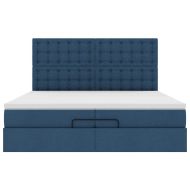 Османска легло с матрак и LED, синьо, 200x200 см, плат