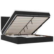 Османска легло с матрак и LED, черно, 160x200 см, плат